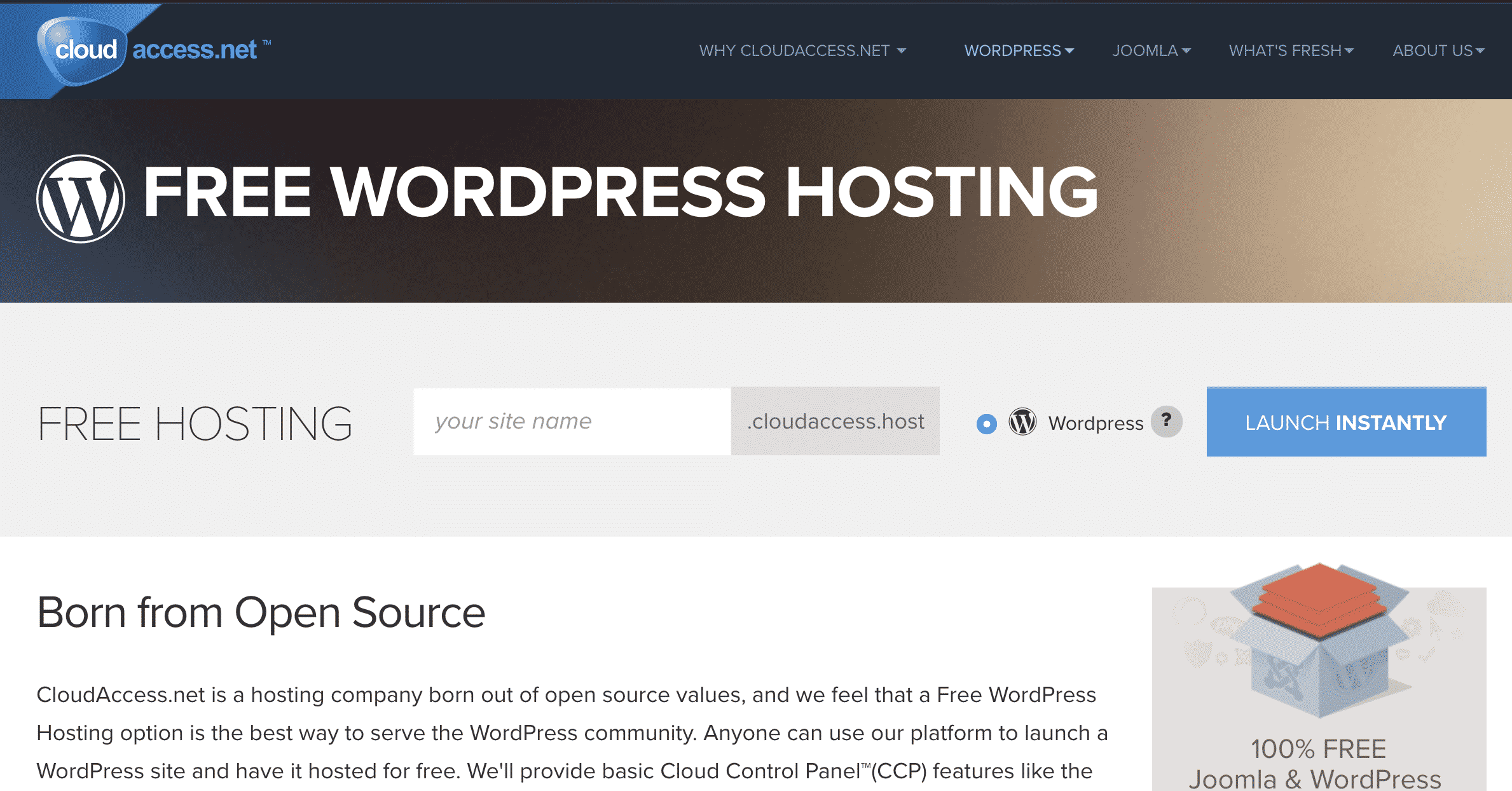 CloudAccess Free WordPress Hosting